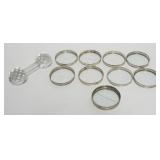1138	STERLING SILVER RIM COASTERS & CUT GLASS KNIFE REST