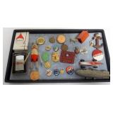1160	GROUP OF SMALLS INCLUDING MEDALIONS, DICK TRACY & G-MEN BADGES, POLITICAL PINS, TOTSIE TOYS, ZI
