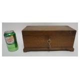 1162	MINIATURE BENCH MADE WALNUT BLANKET CHEST/TRINKET BOX W/LOCK, KEY & INTERIOR TRAY, APPROXIMATEL