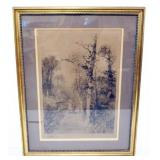 1165	ANTIQUE ENGRAVING *PATH ALONG THE BRANDYWINE* ROBERT SHAW FRAMED & MATTED, APPROXIMATELY 25 IN 