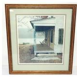 1167	ERIC SLOANE FRAMED & MATTED SIGNED & NUMBERED PRINT #24/500, IMAGE OF PORCH ALONG LAKESIDE, APP