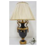 1187	ORNATE COBALT PORCELAIN TABLE LAMP WITH GILT BRONZE BASE AND ACCENT TRIM, APPROXIMATELY 30 IN H
