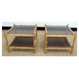 1197	PAIR OF MAISSON JANSEN STYLE GILD METAL LAMP TABLES, EACH APPROXIMATELY 29 IN X 19 IN X 17 IN H