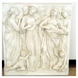 1203	COMPOSITE NEOCLASSICAL EMBOSSED WALL HANGING, APPROXIMTELY 38 IN X 42 IN X 6 IN D