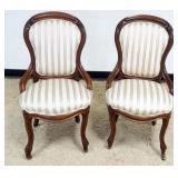 1223	PAIR OF FINGER CARED UPHOLSTERED PARLOR CHAIRS, EACH APPROXIMATELY 20 IN X 20 IN X 36 IN H, SEA