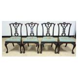 1226	4 CHIPPENDALE STYLE CHAIRS WITH NEEDLEPOINT SLIP SEATS, EACH CHAIR APPROXIMATELY 23 IN X 22 IN 