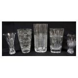 1024	GROUP OF ASSORTED CRYSTAL, VASES, LARGEST PIECE APPROXIMATELY 12 IN H