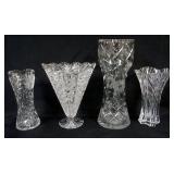1026	GROUP OF ASSORTED CRYSTAL, VASES, LARGEST PIECE APPROXIMATELY 12 IN H