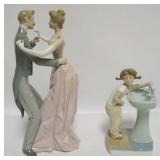 1043	LLADRO FIGURE *ANNIVERSARY WALTZ* AND *CLEAN UP TIME*, TALLEST APPROXIMATELY 13 IN H