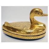1050	LACQUERED AND GILT FINISHED SWAN PAPER MACHE TRINKET BOX, APPROXIMATELY 9 IN X 5 IN X 6 IN H