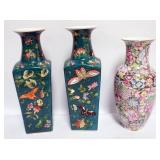 1062	ASIAN PORCELAIN VASES, TALLEST APPROXIMATELY 15 IN H