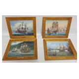 1071	GROUP OF 4 FRAMED PORCELAIN SHIP PLAQUES, EACH APPROXIMATELY 13 IN X 10 IN OVERALL