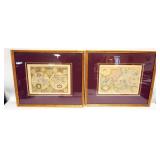 1075	PAIR OF FRAMED AND TRIPLE MATTED *CONTEMPORARY* OLD WORLD MAPS, EACH APPROXIMATELY 23 IN X 19 I