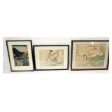 1083	GROUP OF FRAMED ASIAN PRINTS, LARGEST APPROXIMATELY 15 IN X 19 IN OVERALL
