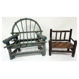 1116	MINIATURE RUSTIC DOLL SIZE BENCHES, LARGEST APPROXIMATELY 13 IN X 8 IN X 15 IN