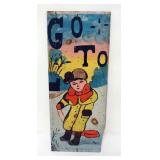 1117	PRIMITIVE STYLE HAND PAINTED WOOD SIGN, APPROXIMATELY 11 IN X 28 IN