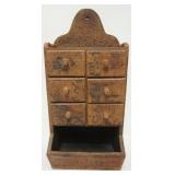 1120	CONTEMPORARY PRIMITIVE STYLE SPICE CHEST, APPROXIMATELY 10 IN X 7 IN X 21 IN