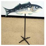 1137	RIVETED SHEET IRON FISH WEATHERVANE ON STAND, APPROXIMATELY 39 IN X 45 IN H