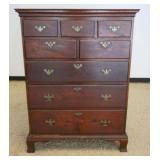 1144	ANTIQUE WALNUT 8 DRAWER CHEST WITH DOVETAILED CASE AND DRAWERS, CHEST HAS BEEN CUT DOWN, APPROX