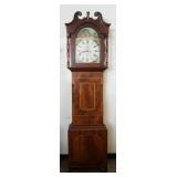 1146	ANTIQUE MAHOGANY GRANDFATHERS CLOCK CASE, WITH STOP CHAMPERED SIDES AND INLAY, NO CLOCK WORKS A