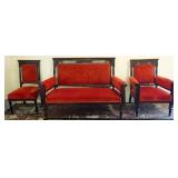 1147	3 PC. VICTORIAN PARLOR SET, ALL IN NEED OF STRUCTURAL RESTORATION, LARGEST PIECE APPROXIMATELY 