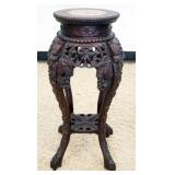 1150	ANTIQUE CARVED ASIAN STAND WITH INSET MARBLE TOP, APPROXIMATELY 11 IN X 26 IN