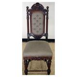 1153	CARVED AND UPHOLSTERED VICTORIAN OCCASIONAL CHAIR WITH TUFTED BACK, APPROXIMATELY 19 IN X 19 IN
