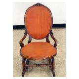 1155	ANTIQUE MEDALLION BACK ROSEWOOD SLIPPER ROCKER, APPROXIMATELY 20 IN X 33 IN X 33 IN H