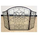 1167	BEVELED GLASS FIREPLACE FOLDING SCREEN WITH INDIVIDUAL BEVELED GLASS, APPROXIMATELY 54 IN X 35 