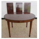 1171	KINDEL OVAL MAHOGANY DINING ROOM TABLE WITH BANDED INLAID TOP AND 3 SKIRTED LEAVES, TABLE TOP H