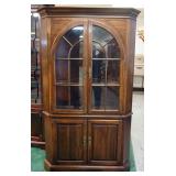 1176	ETHAN ALLEN BLACK CHERRY CORNER CUPBOARD, APPROXIMATELY 45 IN X 22 IN X 76 IN H