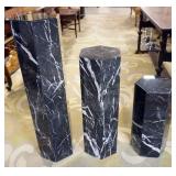 1186	3 MARBLE GRADUATED HEXAGON PEDESTALS, TALLEST APPROXIMATELY 36 IN H