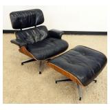 1194	HERMAN MILLER EAMES LOUNGE CHAIR AND OTTOMAN, SOME WEAR TO LEATHER, CHAIR APPROXIMATELY 34 IN X