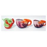 1008	ROYAL BAYREUTH LOBSTER CONCH SHELL & LEAF CREAMERS, LARGEST APPROXIMATELY 6 IN X 3 IN X 4 IN