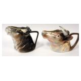 1018	ROYAL BAYREUTH BULLS HEAD CREAMERS, EACH APPROXIMATELY 6 IN X 4 1/2 IN X 5 IN HIGH