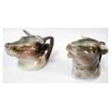 1020	ROYAL BAYREUTH BULLS HEAD CREAMERS, APPROXIMATELY 3 1/2 IN X 6 IN X 4 1/4 IN HIGH