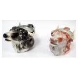 1021	ROYAL BAYREUTH BULLS HEAD CREAMERS, APPROXIMATELY 4 IN X 7 IN X 8 IN HIGH