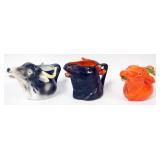 1022	ROYAL BAYREUTH BULLS HEAD CREAMERS, APPROXIMATELY 3 IN X 6 IN X 4 IN HIGH