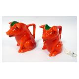 1024	ROYAL BAYREUTH PIG CREAMERS, APPROXIMATELY 3 IN X 5 IN X 4 1/2 IN HIGH