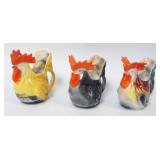 1032	ROYAL BAYREUTH ROOSTER PITCHERS, LARGEST APPROXIMATELY 4 1/4 IN HIGH