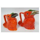 1046	ROYAL BAYREUTH BIRD CREAMERS, TALLEST APPROXIMATELY 6 IN HIGH