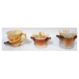 1055	ROYAL BAYREUTH ELK COVERED DISH & SHAVING MUG, LARGEST PIECE APPROXIMATELY 4 IN HIGH
