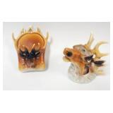 1059	ROYAL BAYREUTH ELK MATCH HOLDER & WALL POCKET, LARGEST PIECE APPROXIMATELY 3 IN X 4 IN X 4 IN H