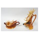 1060	ROYAL BAYREUTH ELK CANDLESTICK & CHAMBER STICK, TALLEST APPROXIMATELY 8 IN HIGH