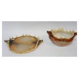 1063	ROYAL BAYREUTH ELK DOUBLE HEAD TRAY & BOWL, LARGEST PIECE APPROXIMATELY 9 1/2 IN X 12 IN