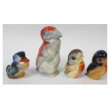 1074	ROYAL BAYREUTH GROUP ASSORTED BIRD SHAKERS, TALLEST APPROXIMATELY 5 1/2 IN HIGH