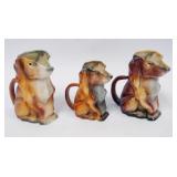 1080	ROYAL BAYREUTH DACHUND DOG CREAMER/PITCHERS, TALLEST APPROXIMATELY 5 IN HIGH