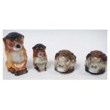 1085	ROYAL BAYREUTH DOG SHAKERS, TALLEST APPROXIMATELY 5 IN HIGH
