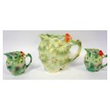 1102	ROYAL BAYREUTH GERANIUM FLOWER PITCHER & CREAMERS
