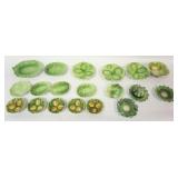 1111	ROYAL BAYREUTH GROUP OF ASSORTED GREEN LEAF DISHES, CUP & SAUCER, LARGEST PIECE APPROXIMATELY 7